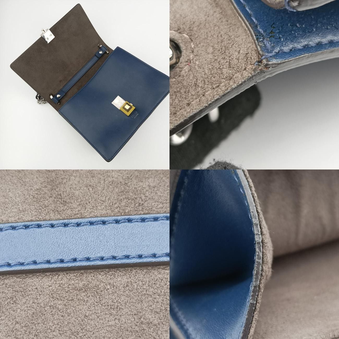 Fendi Studs Canai Navy Leather 8m0381-Sr0 178-0397