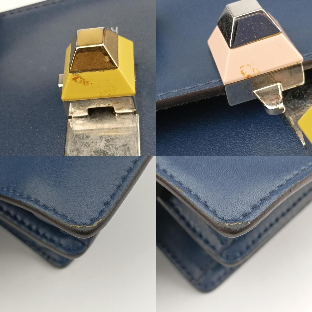 Fendi Studs Canai Navy Leather 8m0381-Sr0 178-0397