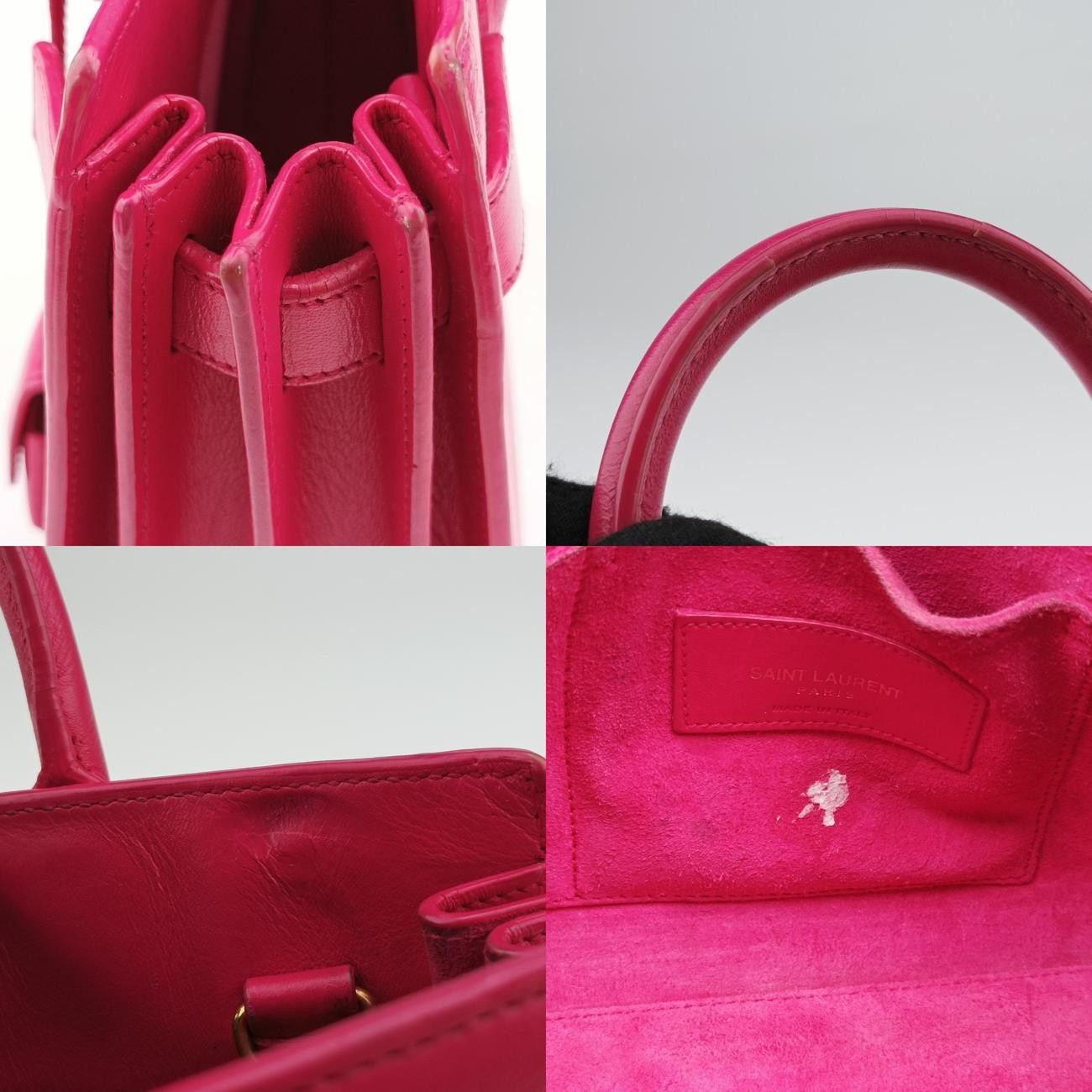 Yves Saint Laurentsac De Jour Nano Rose Red Leather 340778 Bci340778.0614