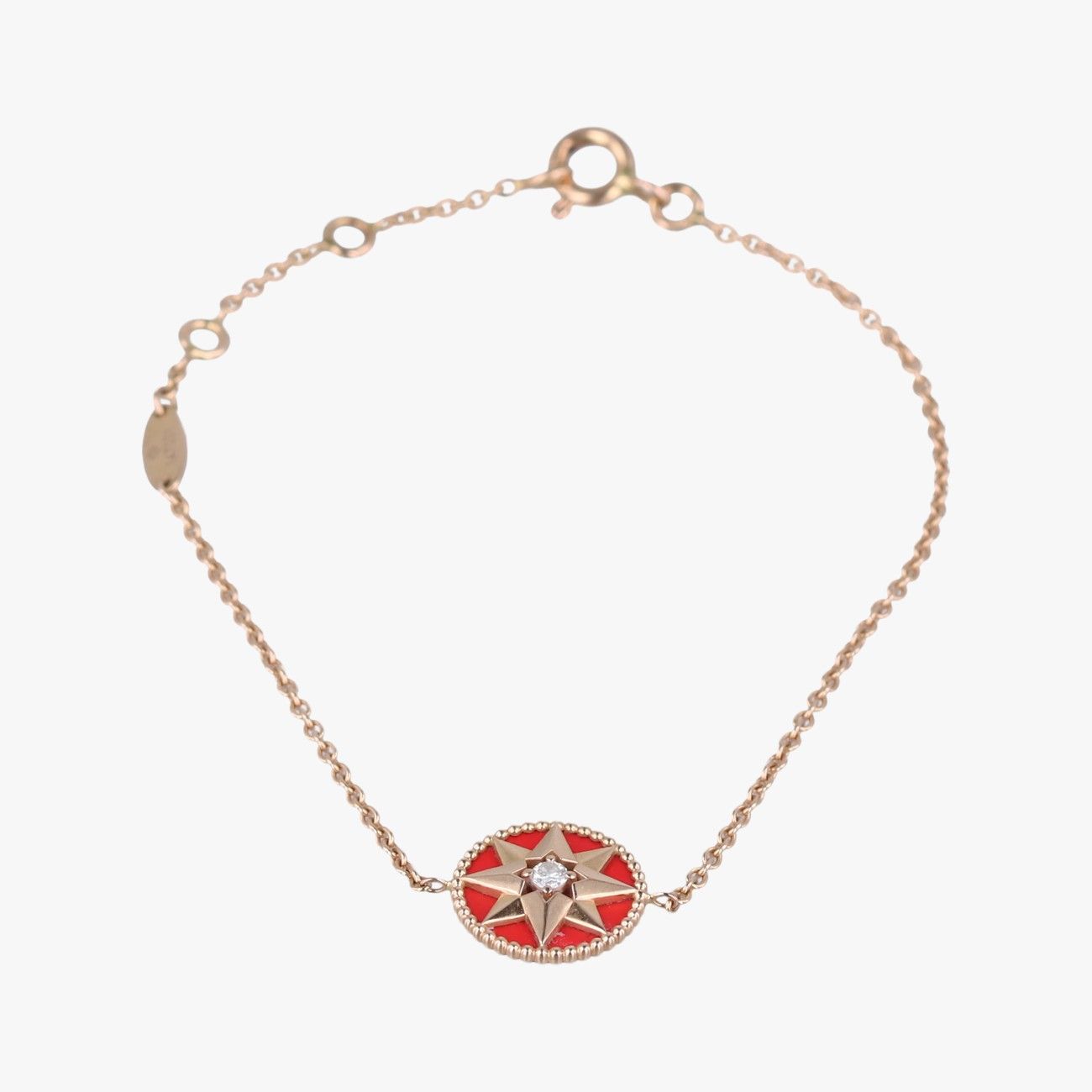 Christian Diorrose De Van Medallion Red X Gold Au750