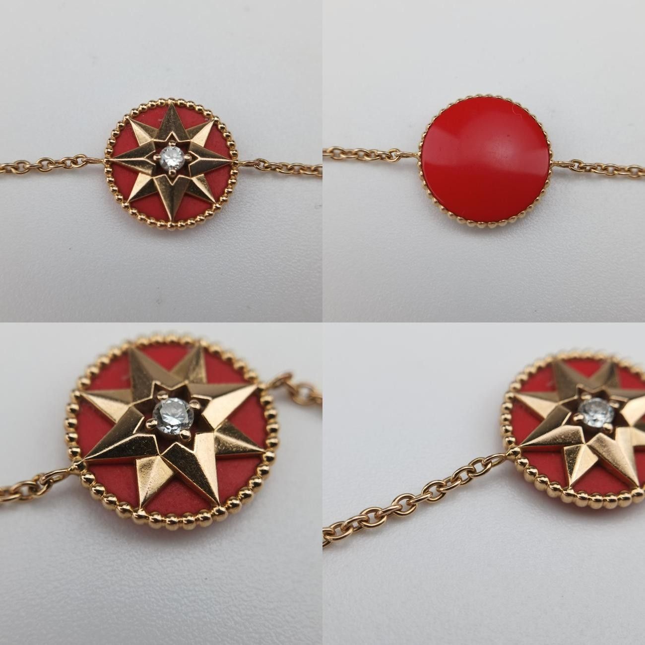 Christian Diorrose De Van Medallion Red X Gold Au750