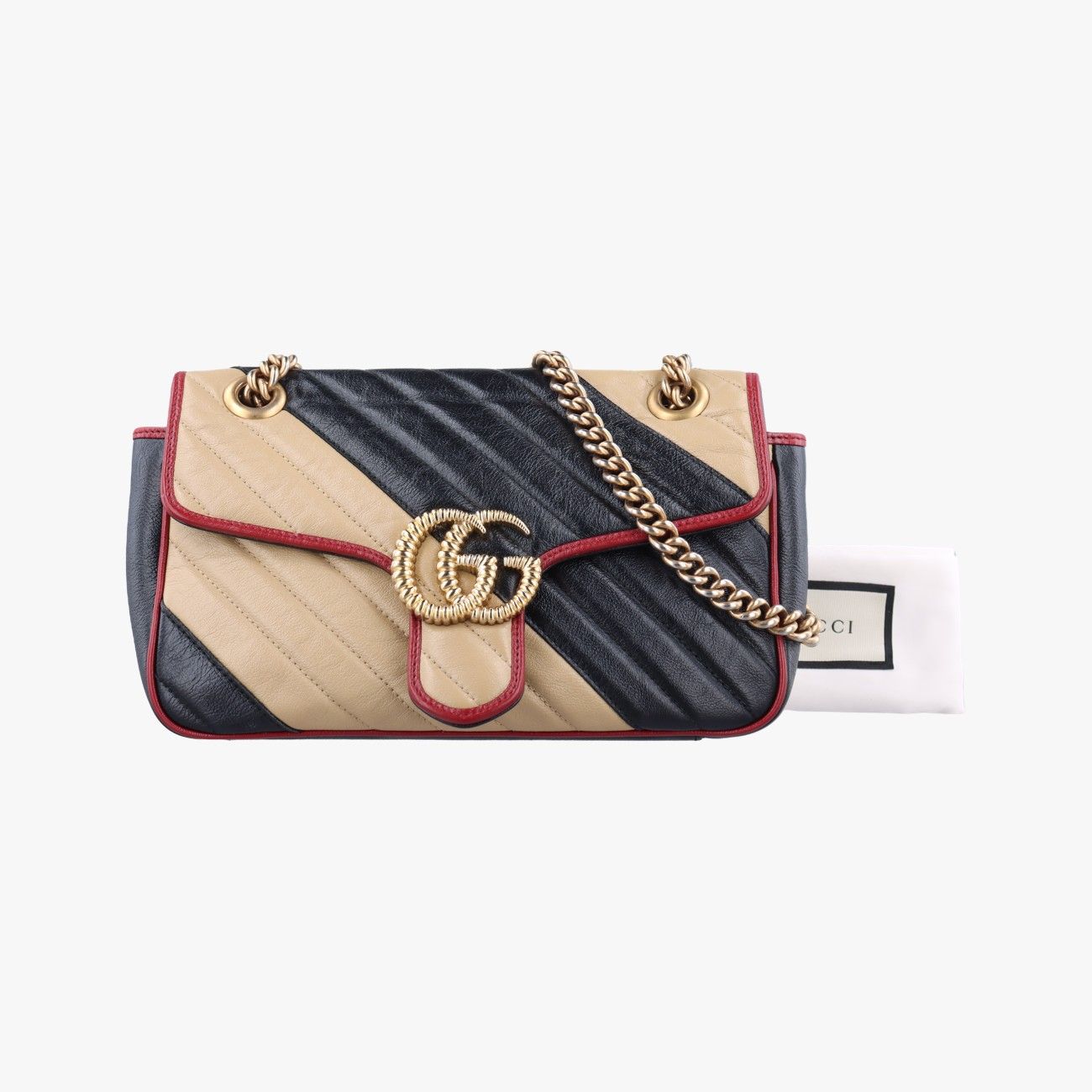 Guccigucciggmarmont Black X Beige X Red Leather 443497