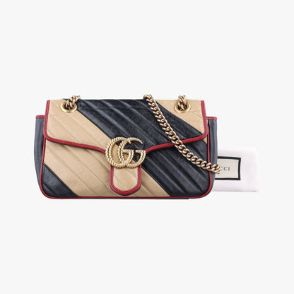Guccigucciggmarmont Black X Beige X Red Leather 443497