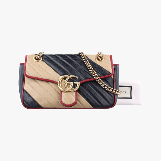 Guccigucciggmarmont Black X Beige X Red Leather 443497
