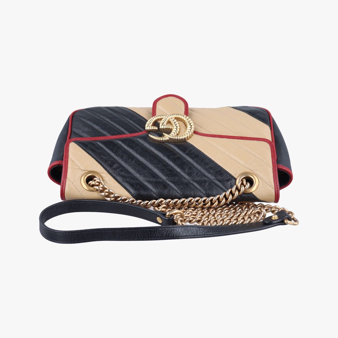 Guccigucciggmarmont Black X Beige X Red Leather 443497