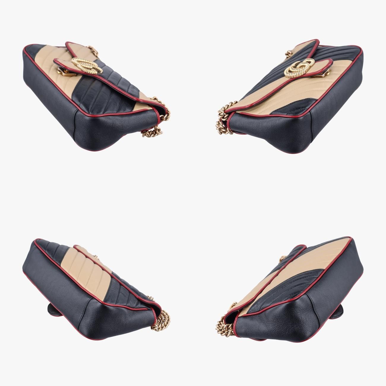 Guccigucciggmarmont Black X Beige X Red Leather 443497