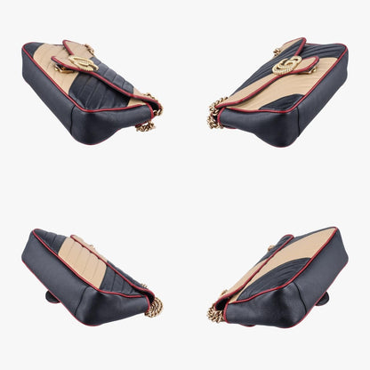 Guccigucciggmarmont Black X Beige X Red Leather 443497