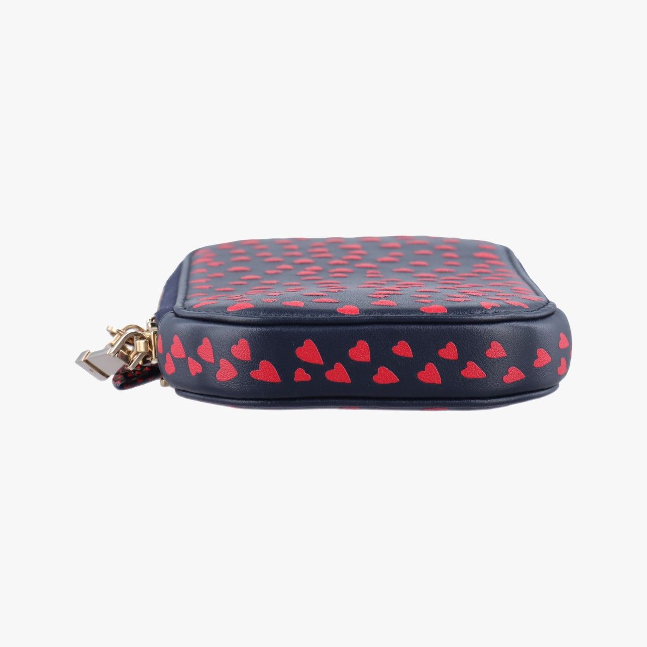 Christian Dior Phone Holder Smartphone Case Heart Navy X Red Leather 43-Ma-0231