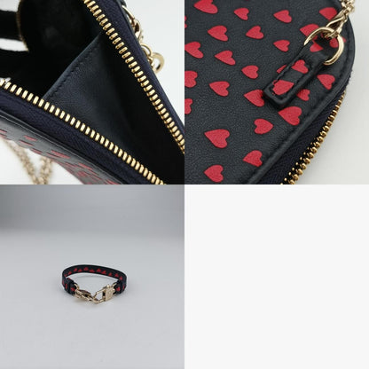 Christian Dior Phone Holder Smartphone Case Heart Navy X Red Leather 43-Ma-0231