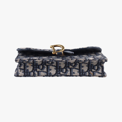 Christian Dior Saddle Navy X Gray Jacquard 12-Ma-1109