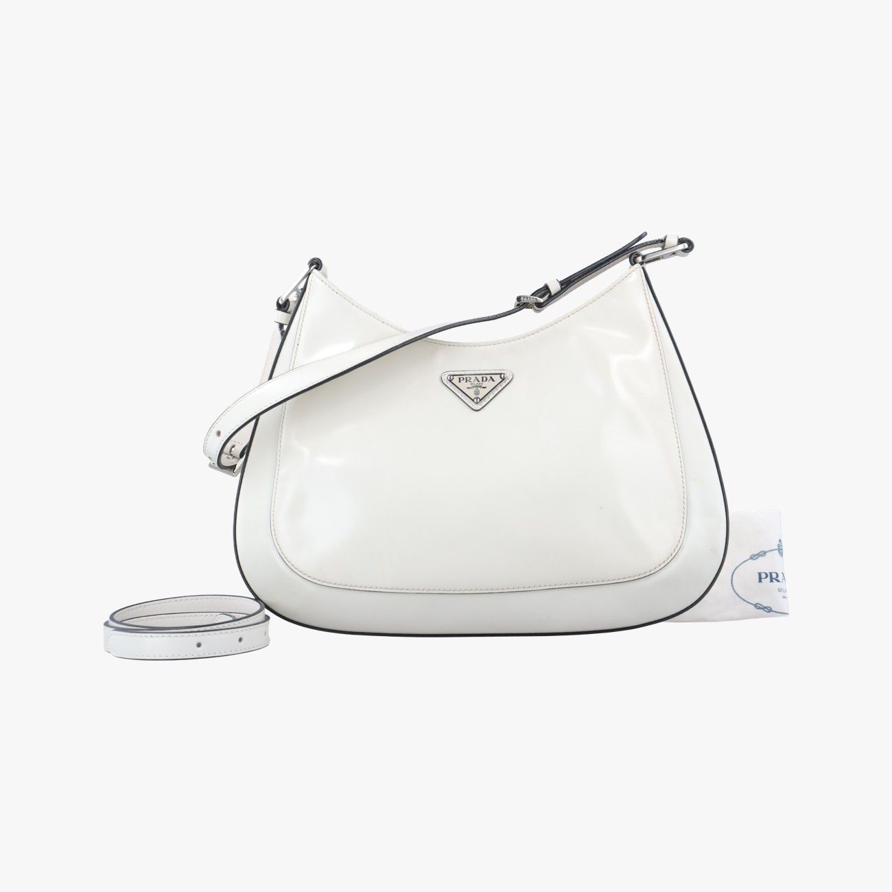 Prada Cleo White Brushed Leather 7/K