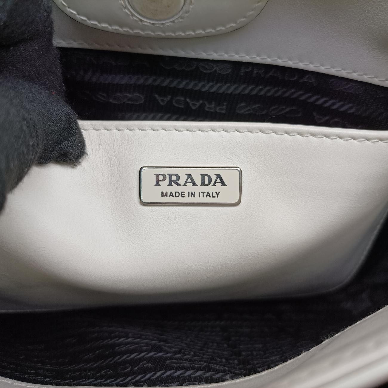 Prada Cleo White Brushed Leather 7/K