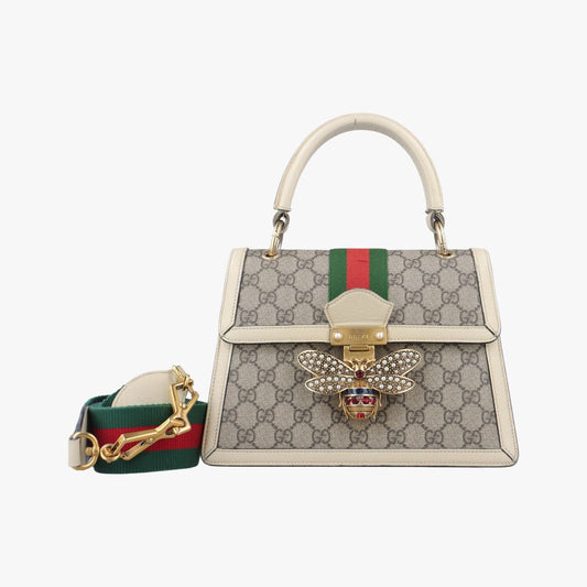 Gucci Queen Margaret White X Beige X Red X Green Pvc Coated Canvas X Leather