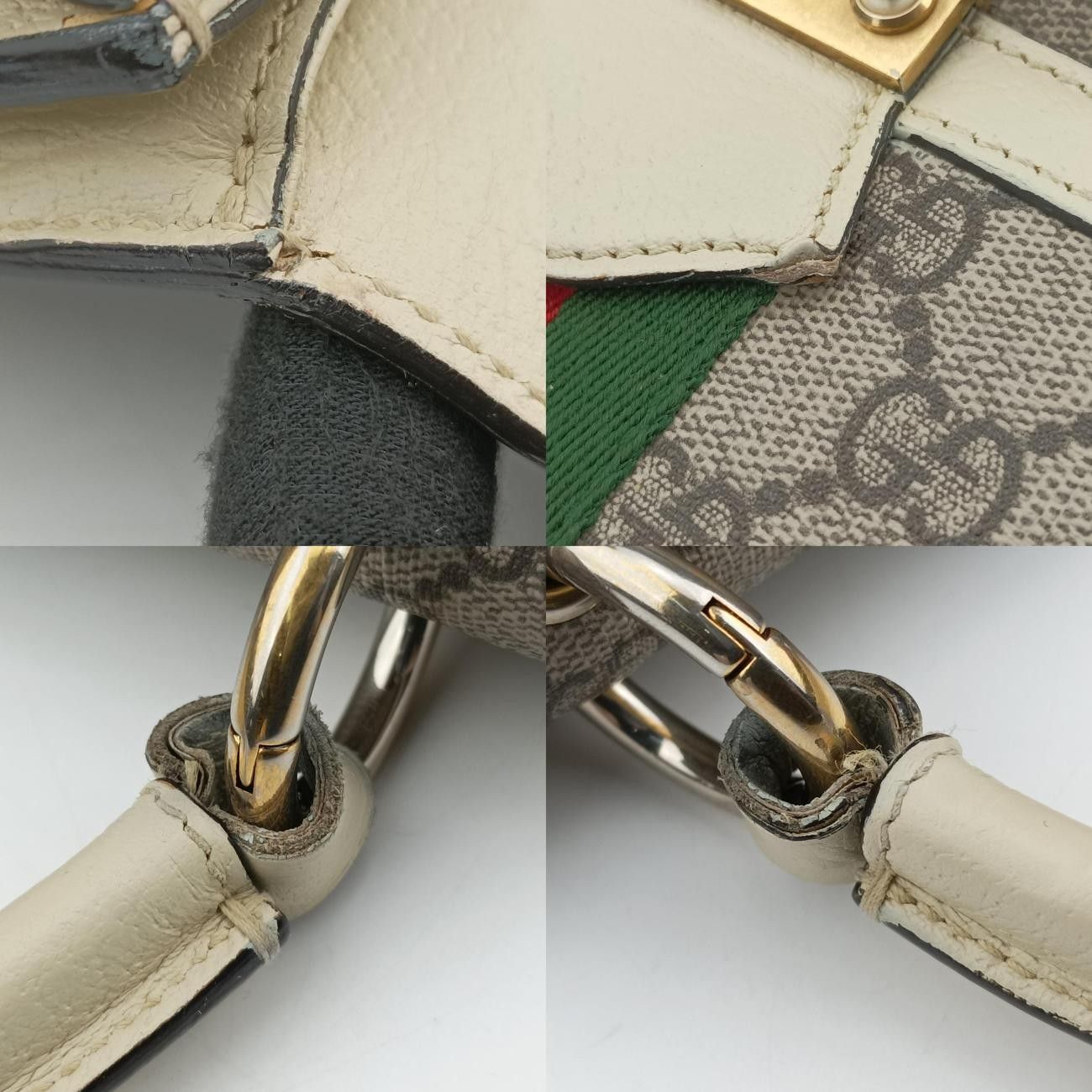 Gucci Queen Margaret White X Beige X Red X Green Pvc Coated Canvas X Leather