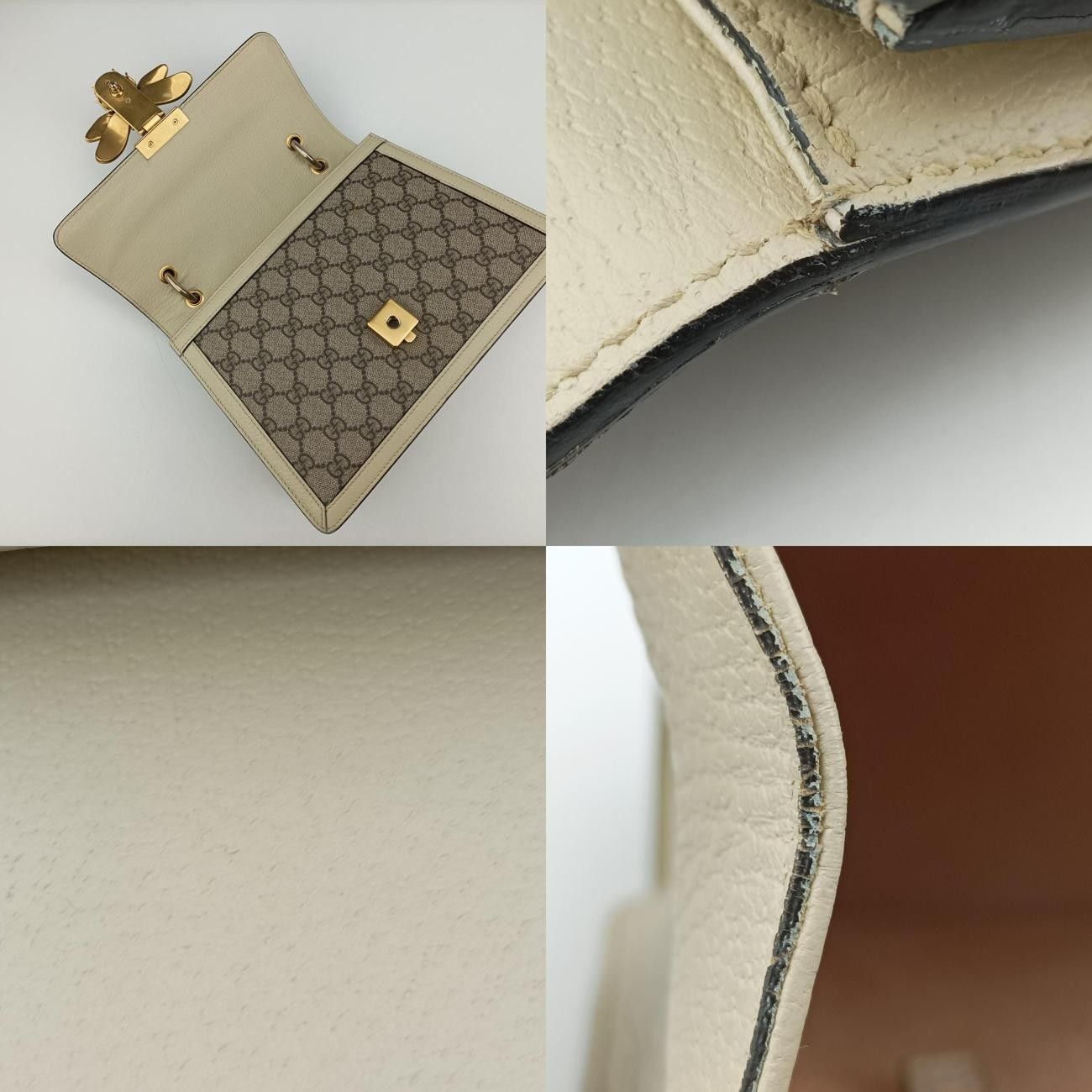Gucci Queen Margaret White X Beige X Red X Green Pvc Coated Canvas X Leather