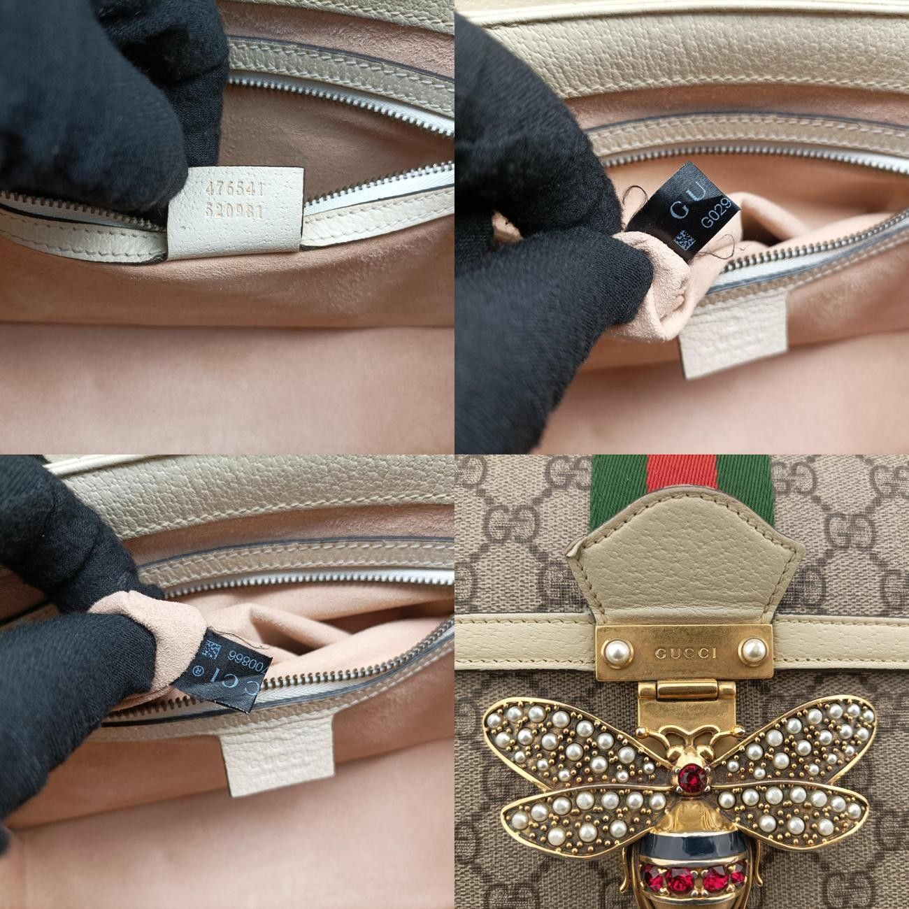 Gucci Queen Margaret White X Beige X Red X Green Pvc Coated Canvas X Leather