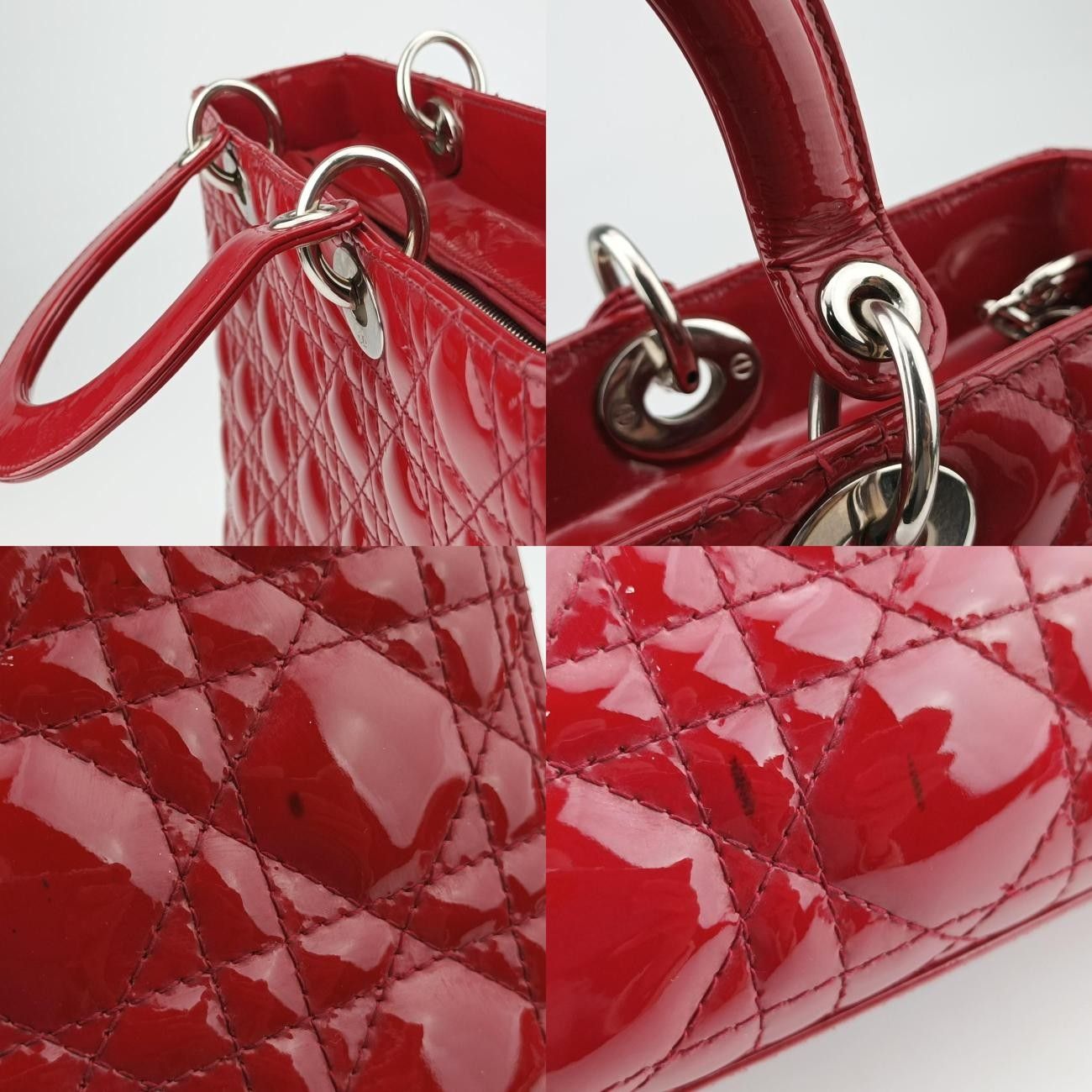 Christian Dior Lady Dior Red Patent 13-Bo-1102