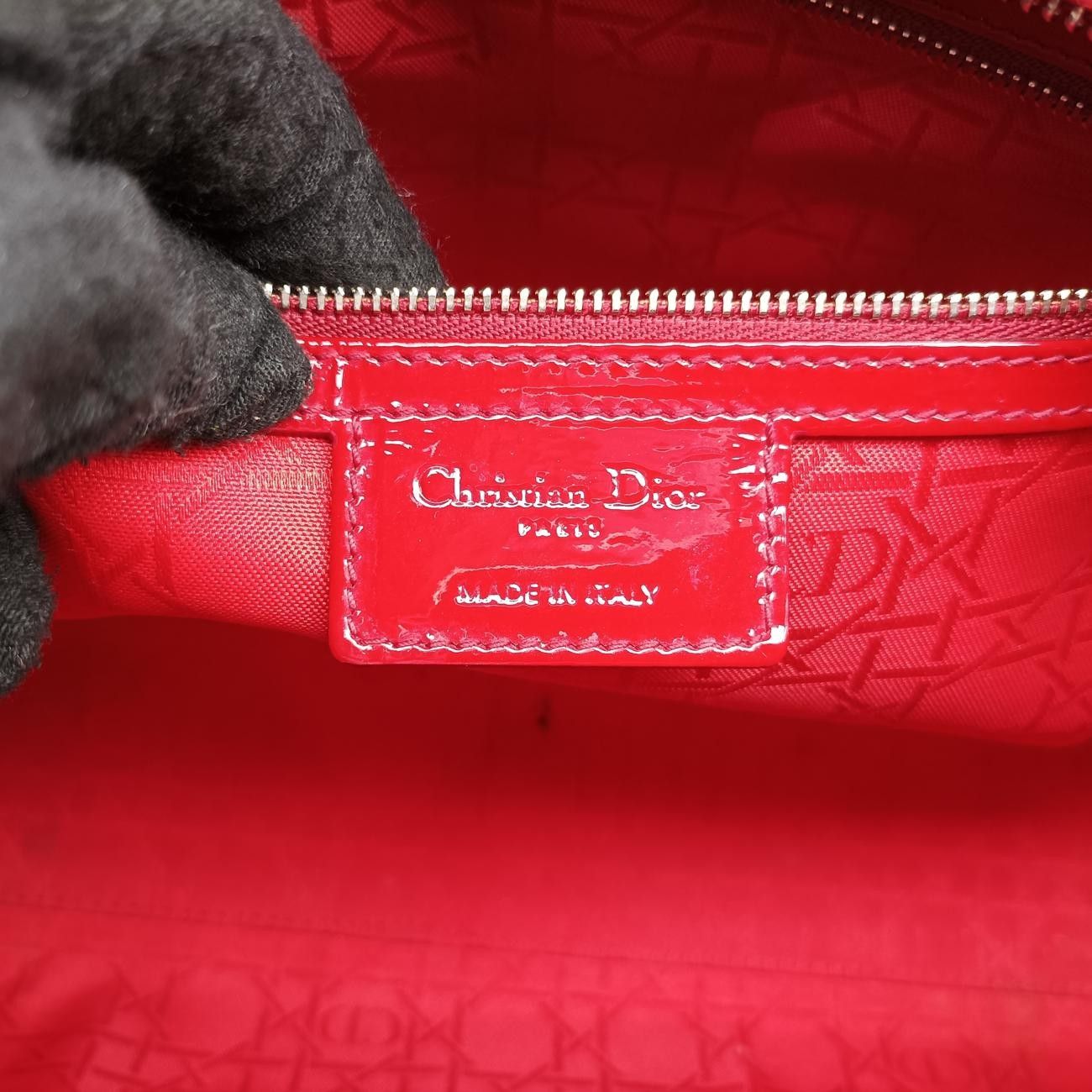 Christian Dior Lady Dior Red Patent 13-Bo-1102