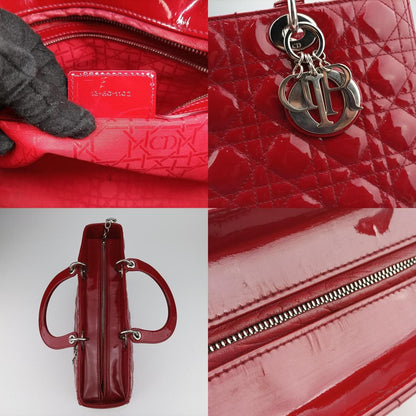 Christian Dior Lady Dior Red Patent 13-Bo-1102
