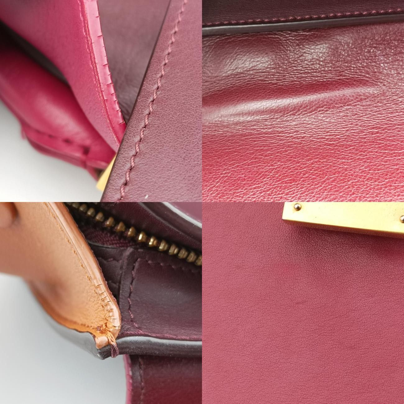 Celine Trapeze Orange X Brown X Pink Leather F-at-0154 F-Cu-0164