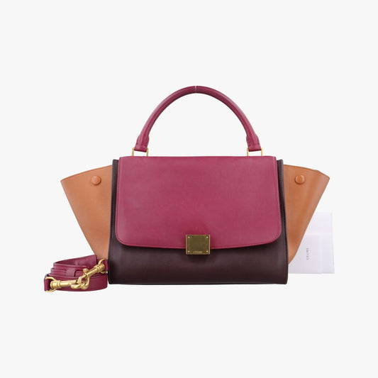 Celine Trapeze Orange X Brown X Pink Leather F-at-0154 F-Cu-0164
