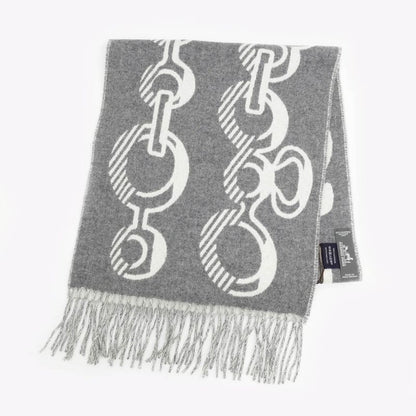 Hermes Muffler - Dore Bagle Gray - 100% Cashmere Fringe Accessories