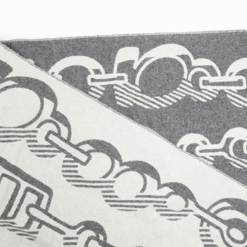 Hermes Muffler - Dore Bagle Gray - 100% Cashmere Fringe Accessories