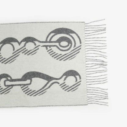 Hermes Muffler - Dore Bagle Gray - 100% Cashmere Fringe Accessories