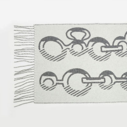 Hermes Muffler - Dore Bagle Gray - 100% Cashmere Fringe Accessories