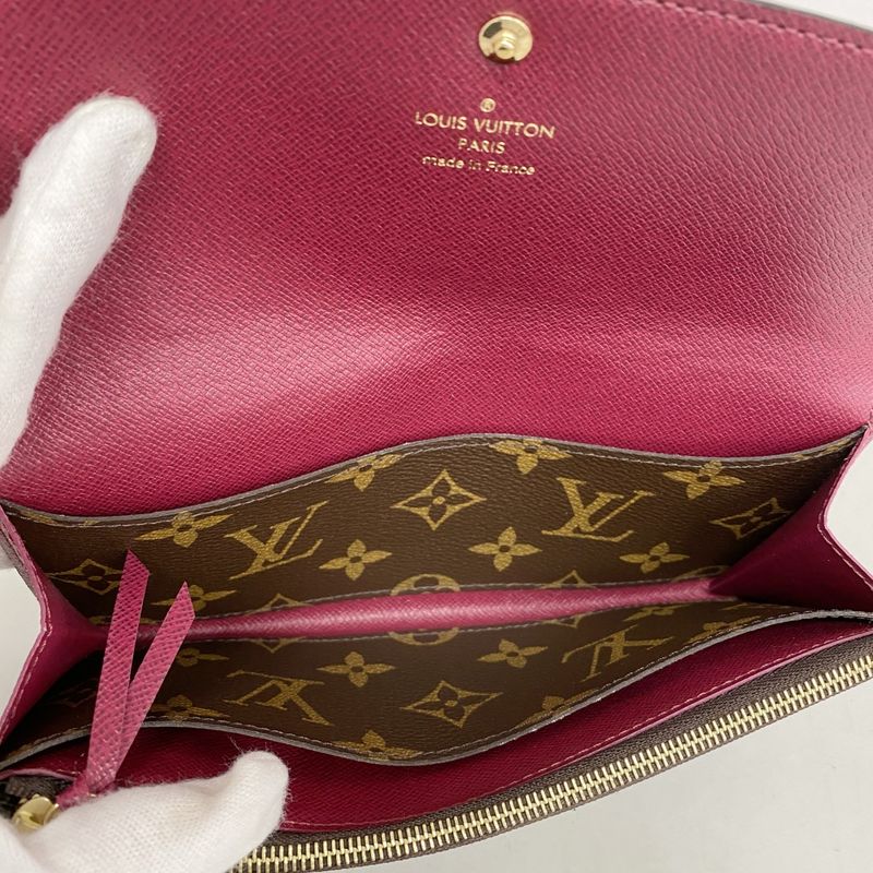 SALE Louis Vuitton Long Wallet Monogram Portefeuille Emily M60697 Brown Fuchsia