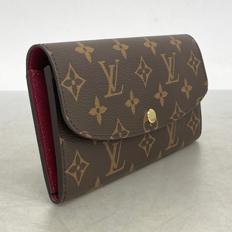 SALE Louis Vuitton Long Wallet Monogram Portefeuille Emily M60697 Brown Fuchsia