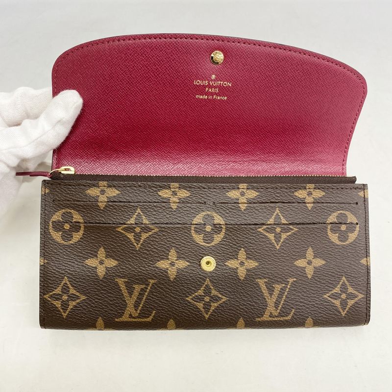 SALE Louis Vuitton Long Wallet Monogram Portefeuille Emily M60697 Brown Fuchsia