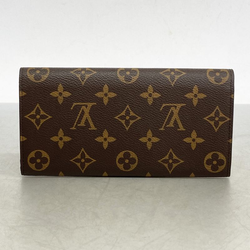 SALE Louis Vuitton Long Wallet Monogram Portefeuille Emily M60697 Brown Fuchsia
