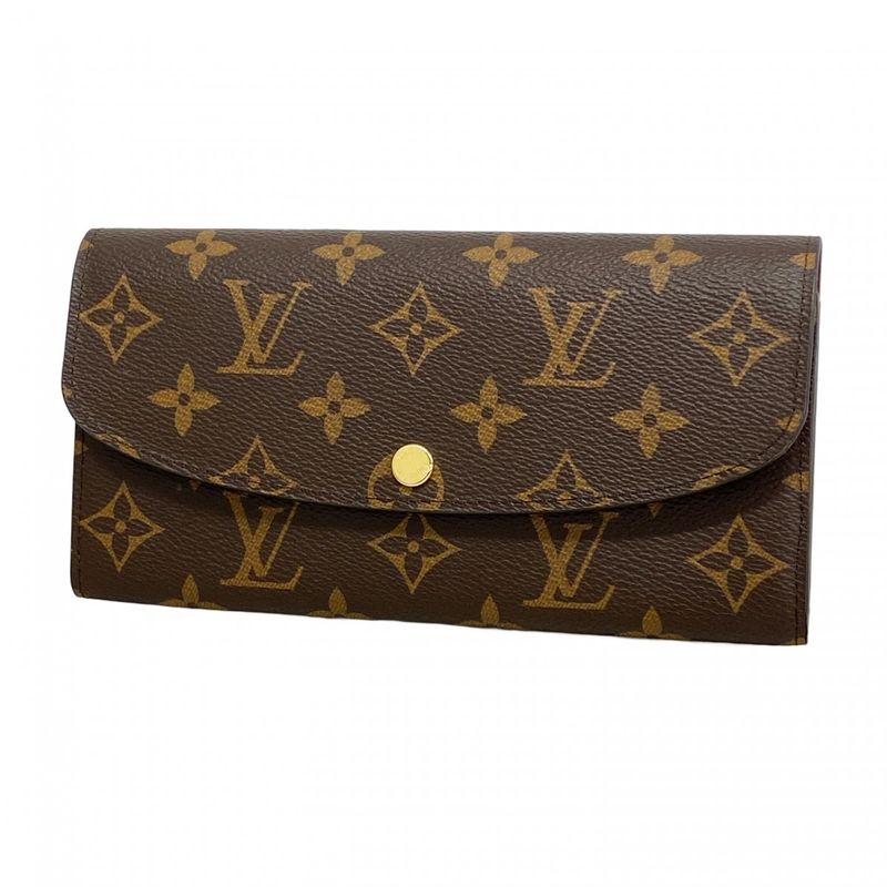 SALE Louis Vuitton Long Wallet Monogram Portefeuille Emily M60697 Brown Fuchsia