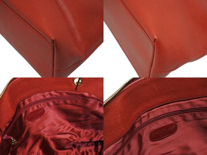 Chanel Chain Shoulder Tote Bag Caviar Leather Big CC Logo Coco Ball Red Gold — view 7