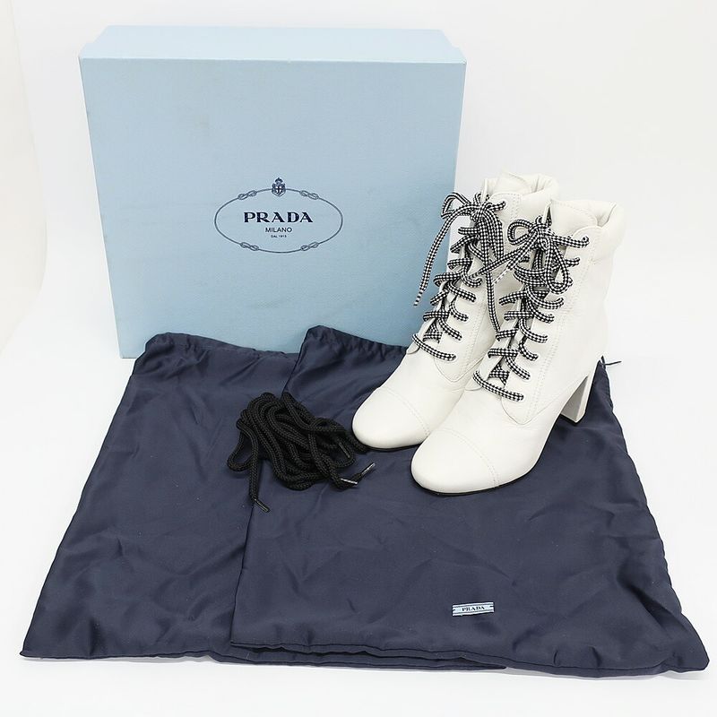 Prada Shorts Boots White Notation Size 36.5 23.5cm (9.25in) Equivalent
