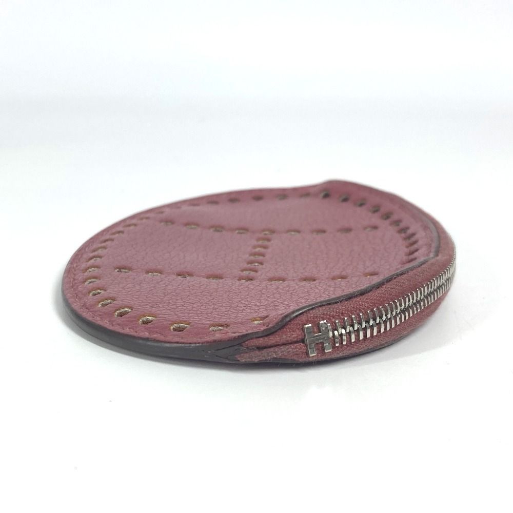 Hermes Coin Case Evelyn H Logo Leather Purple
