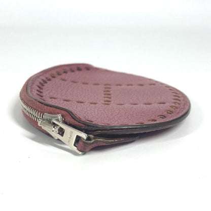 Hermes Coin Case Evelyn H Logo Leather Purple
