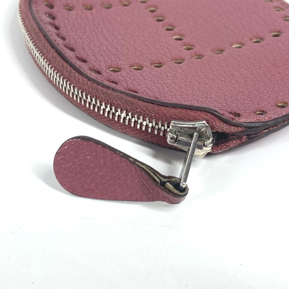 Hermes Coin Case Evelyn H Logo Leather Purple