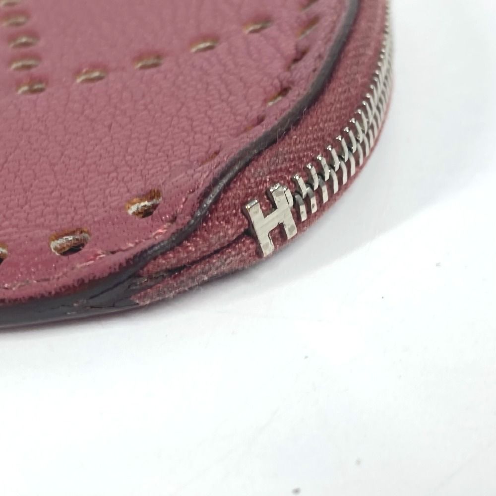 Hermes Coin Case Evelyn H Logo Leather Purple