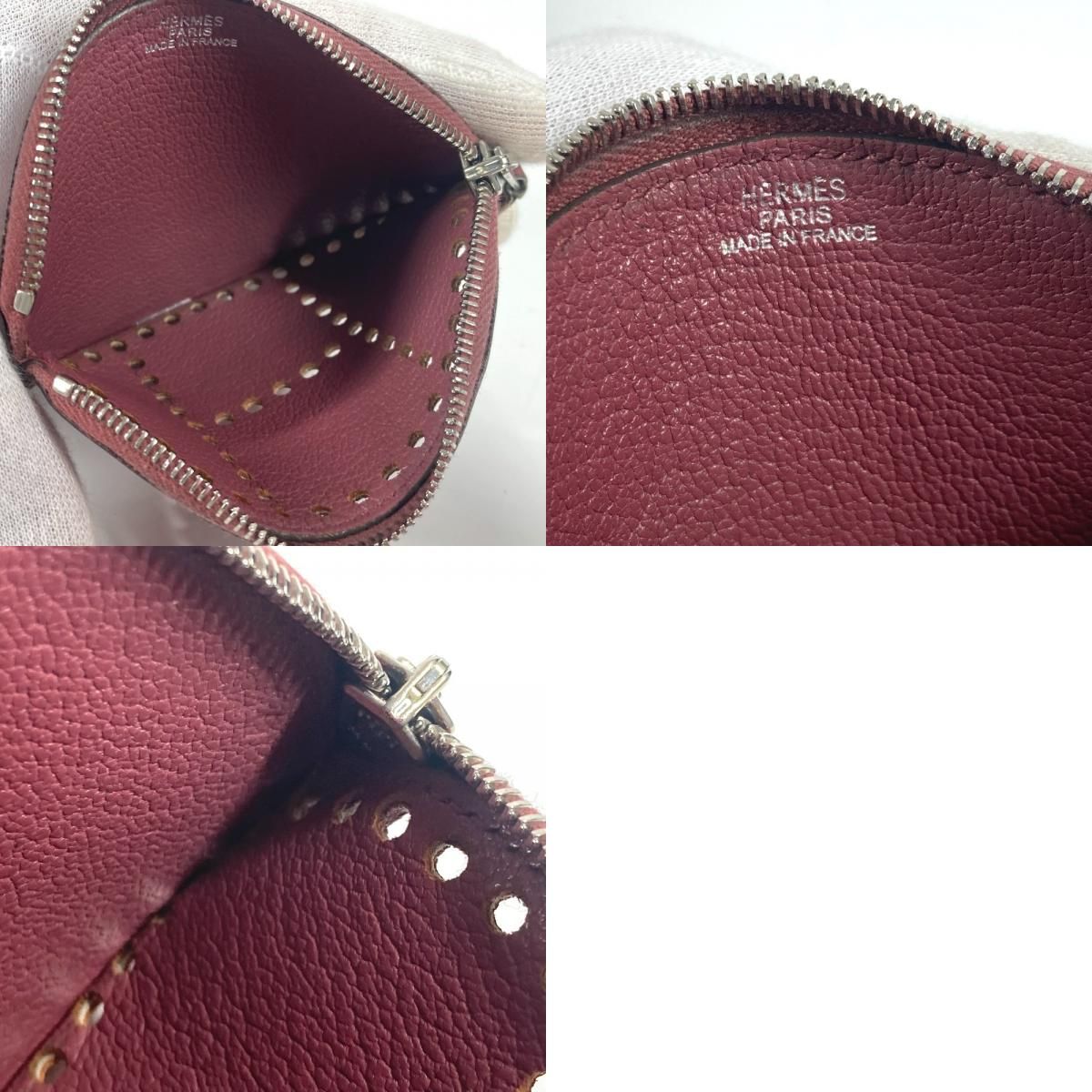 Hermes Coin Case Evelyn H Logo Leather Purple