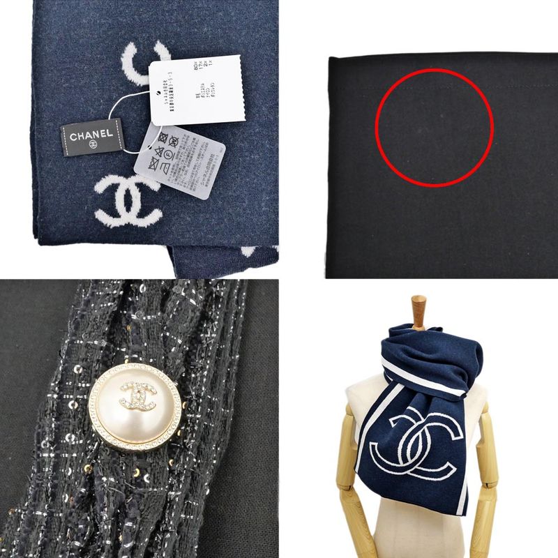 Chanel Reversible Muffler - Navy - Coco Mark 2025 Cruises Aaa710