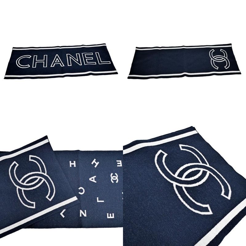 Chanel Reversible Muffler - Navy - Coco Mark 2025 Cruises Aaa710