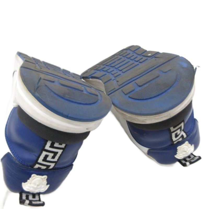 Versace Sneakers Low Cut Shoes Logo Calf Leather 42 White Navy