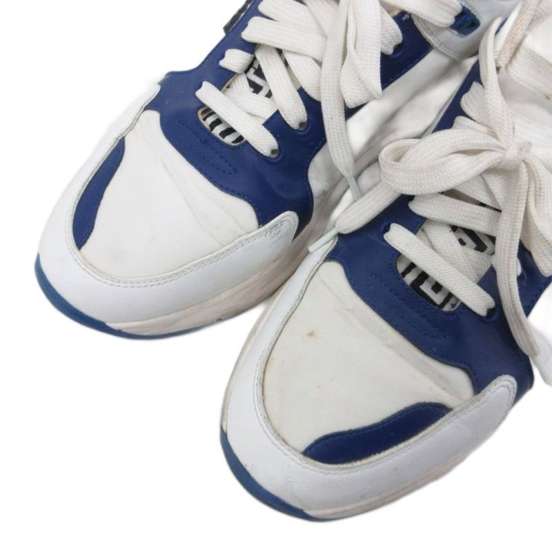 Versace Sneakers Low Cut Shoes Logo Calf Leather 42 White Navy