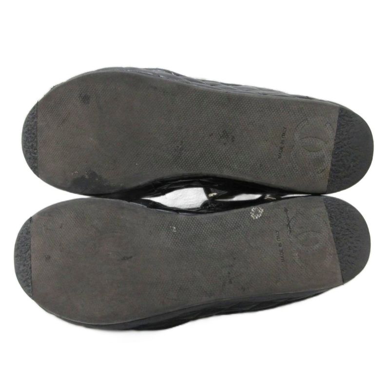 Chanel Sports Sandals Cocomark Matelasse Leather Lambskin Suede Chien Pan Gold