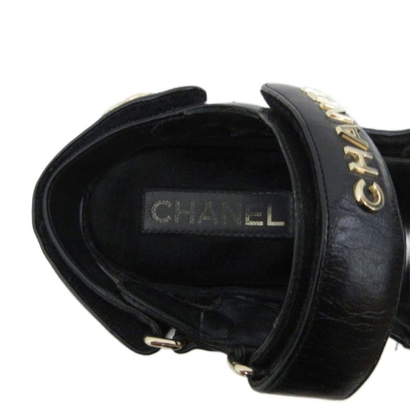 Chanel Sports Sandals Cocomark Matelasse Leather Lambskin Suede Chien Pan Gold