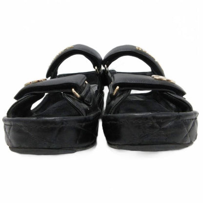 Chanel Sports Sandals Cocomark Matelasse Leather Lambskin Suede Chien Pan Gold