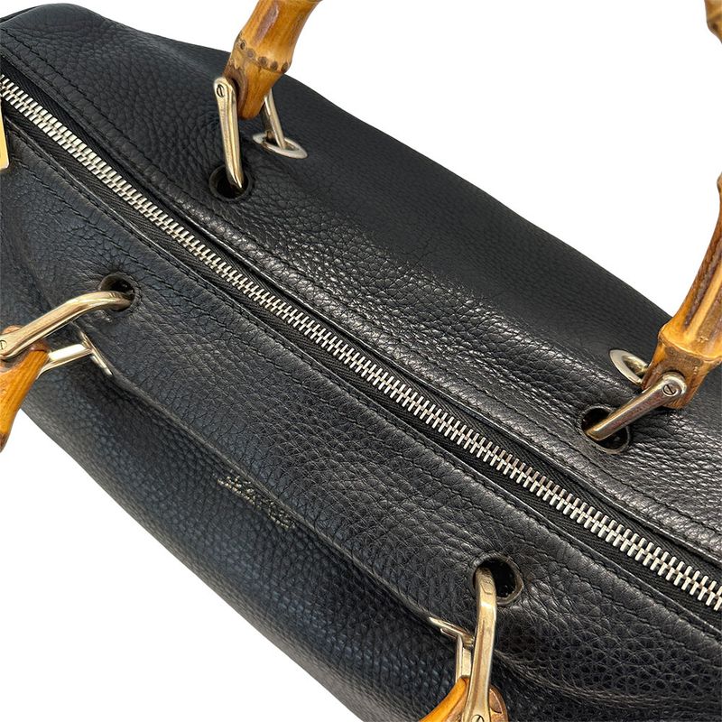 Gucci Bag Women's Men's Brand Bamboo Handbag Shoulder Bag 2way Leather Black