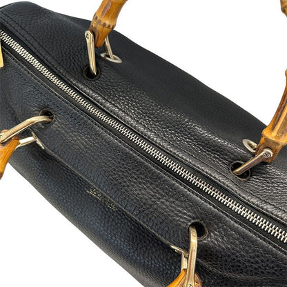 Gucci Bag Women's Men's Brand Bamboo Handbag Shoulder Bag 2way Leather Black